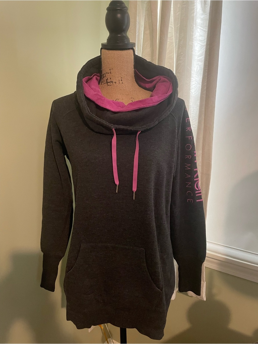 Calvin Klein Performance Black Sweater with Pink Lining & Drawstrings